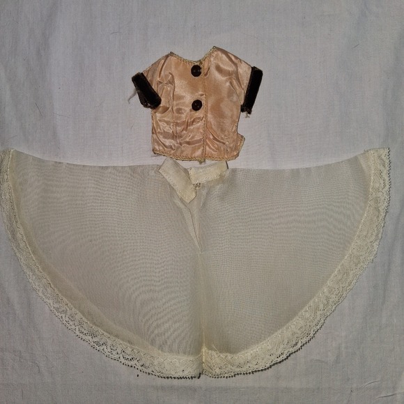Vintage Doll Clothes‎ Outfit Pink Satin Top Lace Skirt Fashion Doll Accessory - Picture 2 of 3